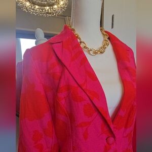 Kate Spade Vibrant Pink and Red Floral Blazer